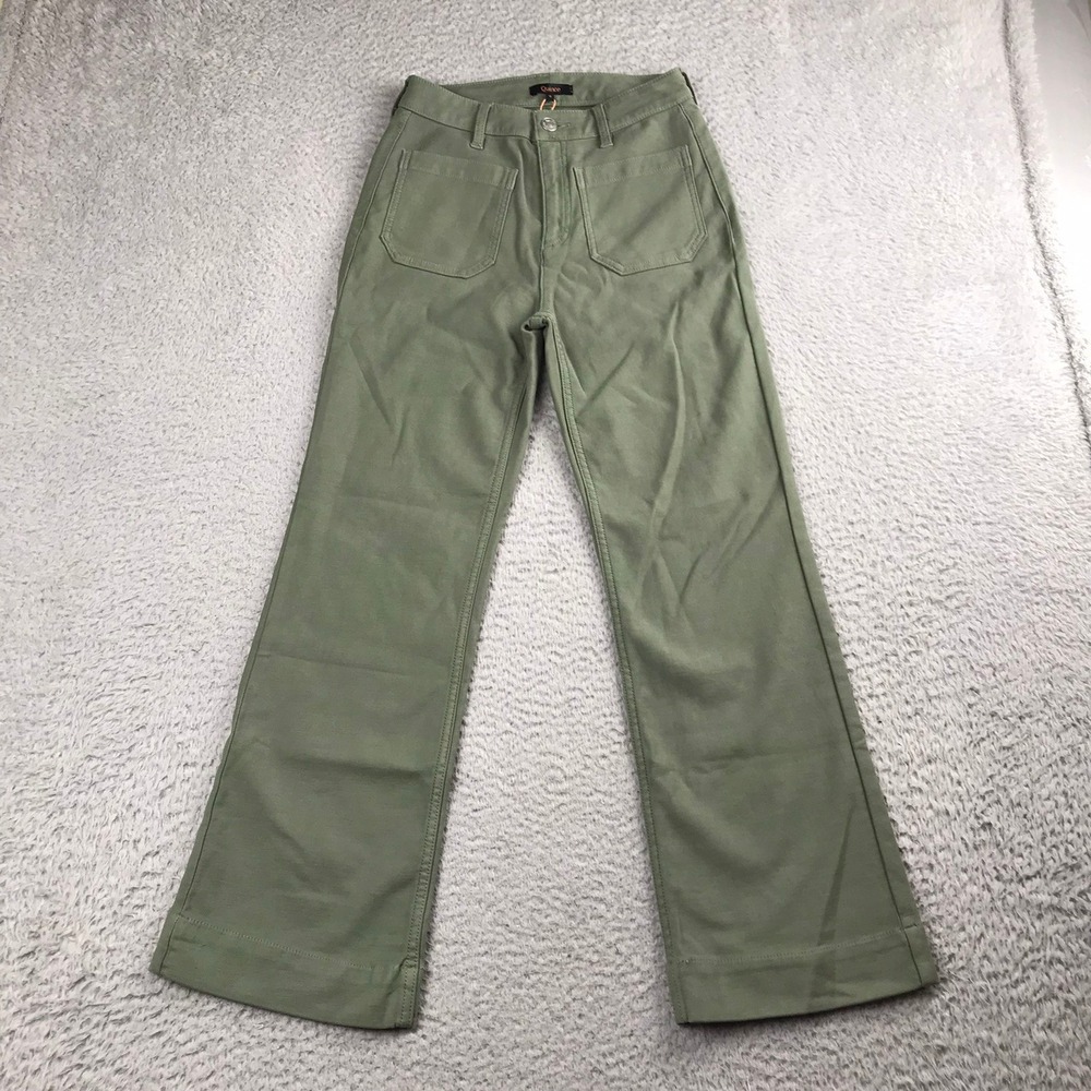 Quince French Terry Wide Leg Pants Women 0 Faded Green High Rise Stretch NEW NWT